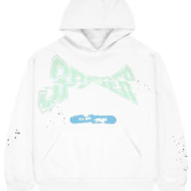 White Sp5der Script Hoodie